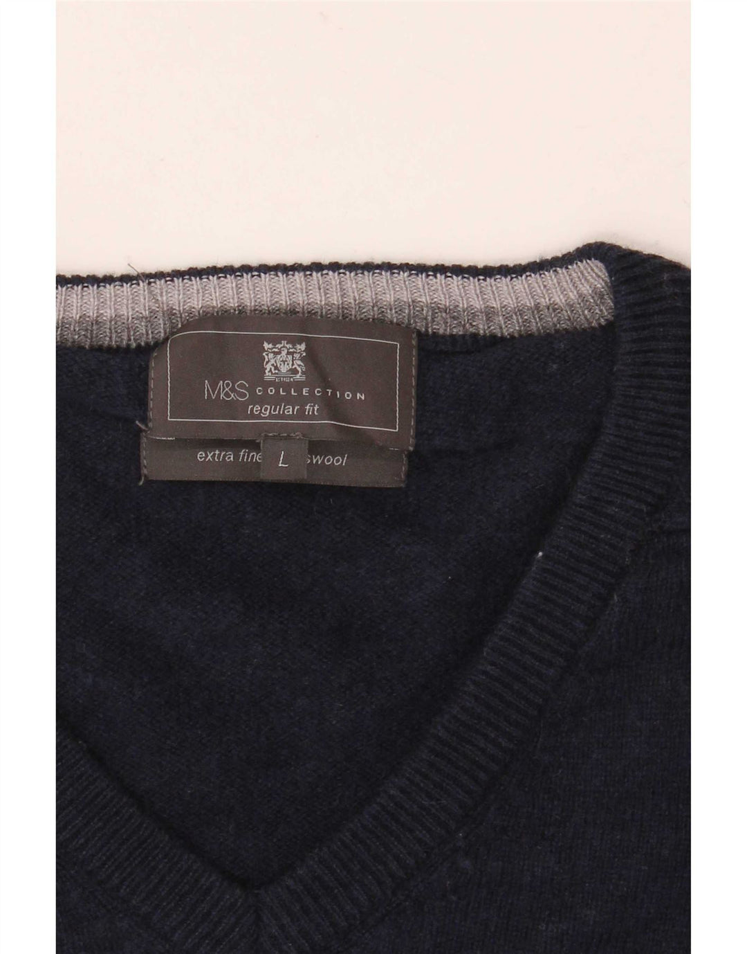 Marks & Spencer Herren-Pullover, reguläre Passform, V-Ausschnitt, Größe L, Marineblau