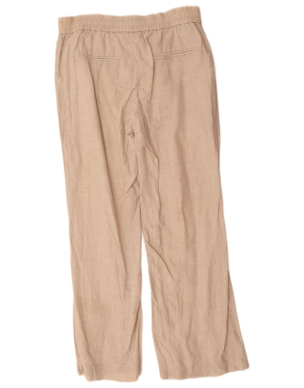 Zara Damen-Freizeithose mit lockerer Passform, Größe S, W26, L28, Beige, Leinen