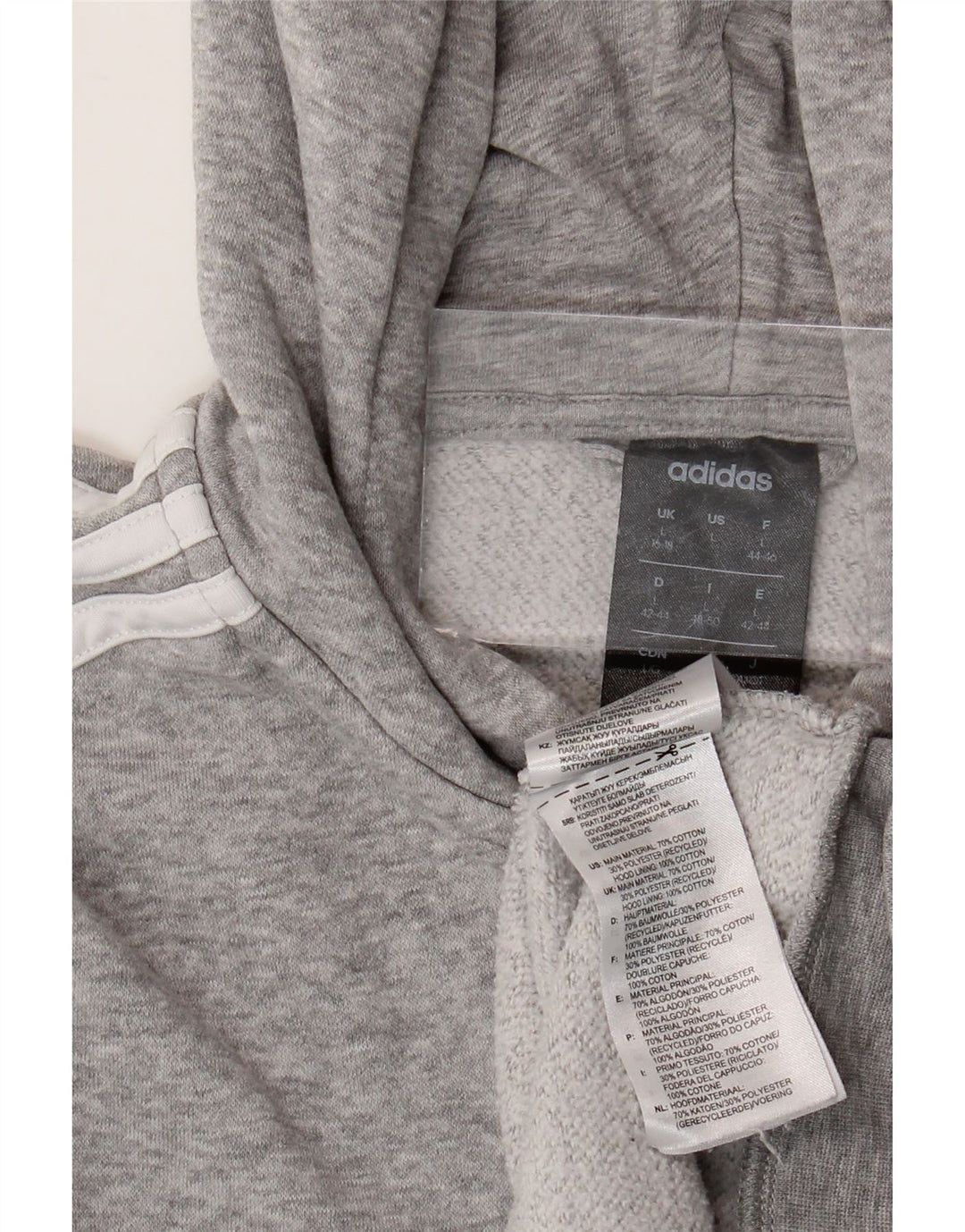 ADIDAS Damen Crop Zip Hoodie Pullover UK 16/18 Große graue Baumwolle