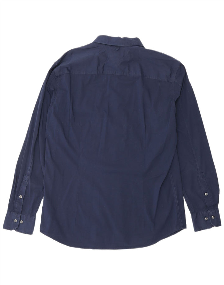 TOMMY HILFIGER Herren Slim Fit Hemd XL Marineblau Baumwolle