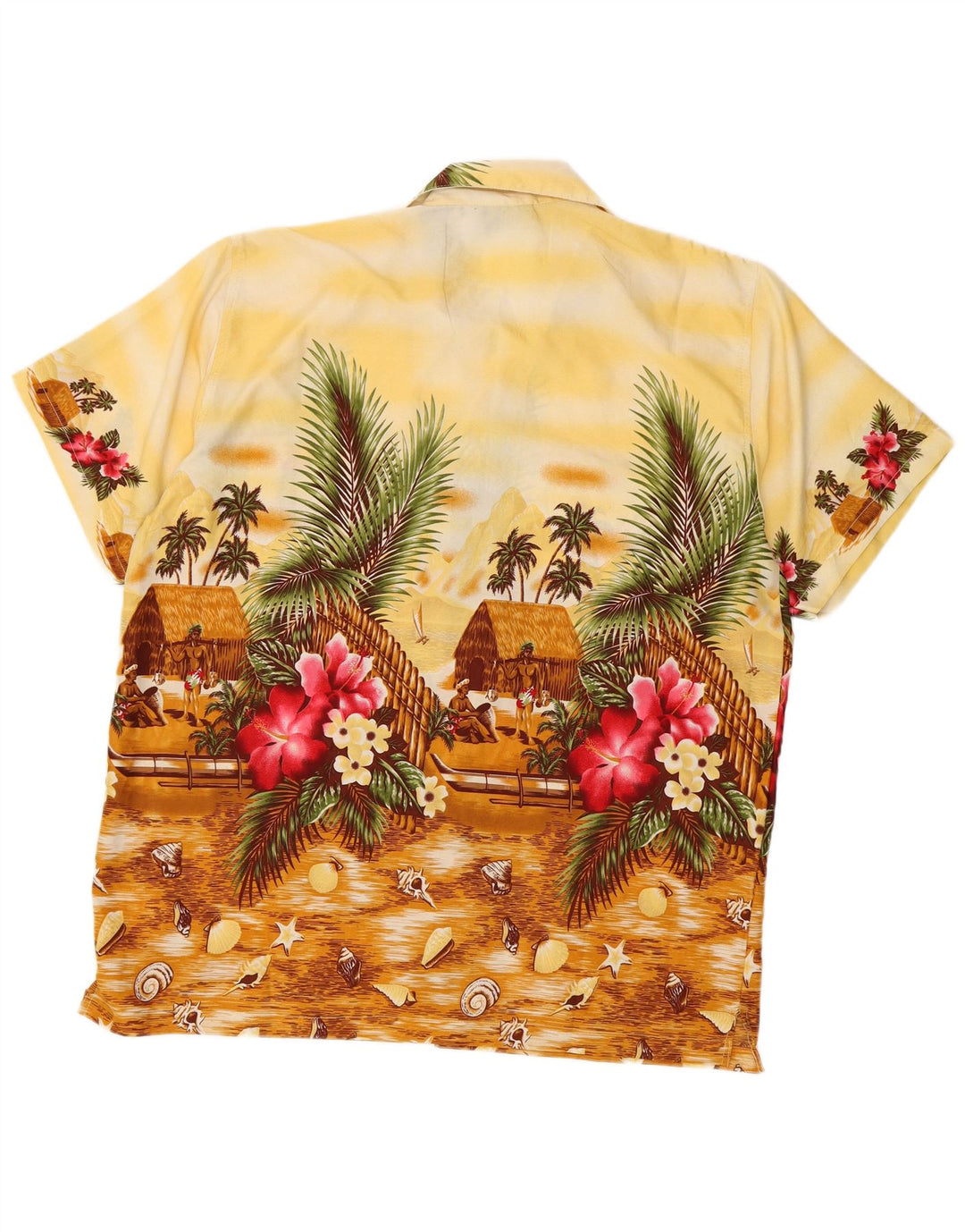 Pacific & Co Hawaii-Kurzarmhemd für Herren, groß, gelb, Blumenmuster, Polyester