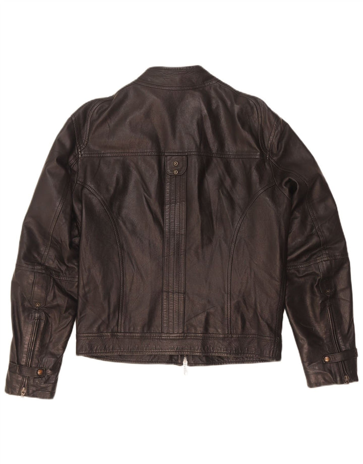 Vintage Herren Leder Bikerjacke IT 46 Small Schwarz