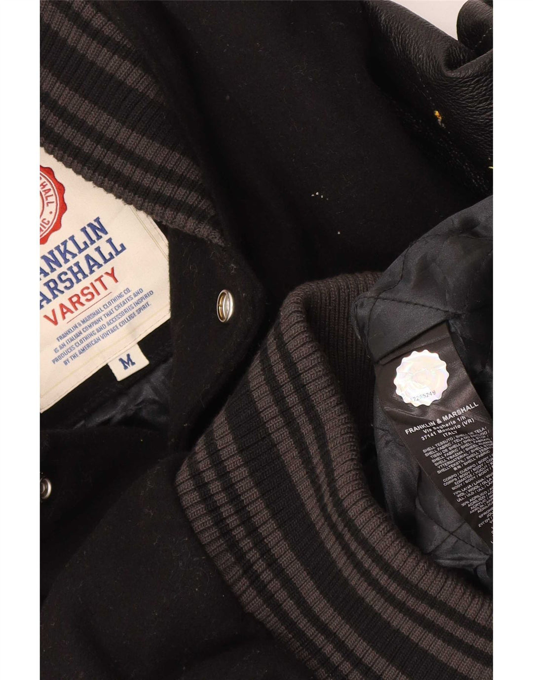 Franklin Marshall Herren-Unijacke, UK 38, Mittelschwarz, Farbblock