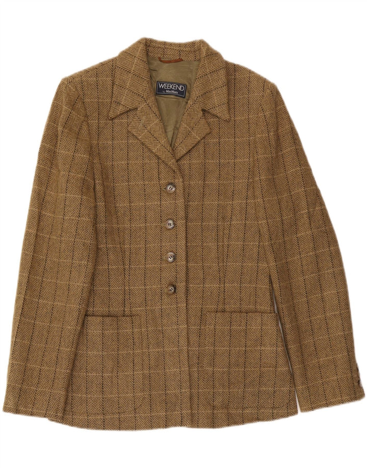 Max Mara Damen Weekend Blazer Jacke UK 16 Large Brown Check Classic