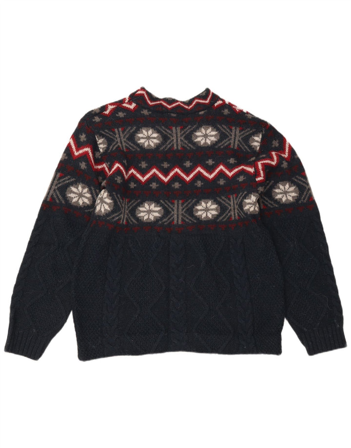 Invicta Herren-Pullover mit Rundhalsausschnitt, mittleres Marineblau, Fair Isle-Muster