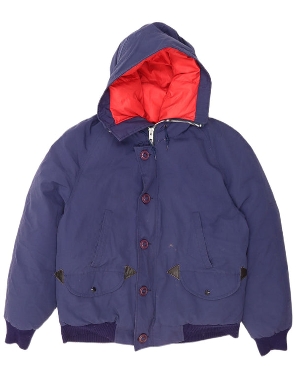 Kanadische wattierte Herrenjacke mit Kapuze, UK 42, XL, Blau, Polyester