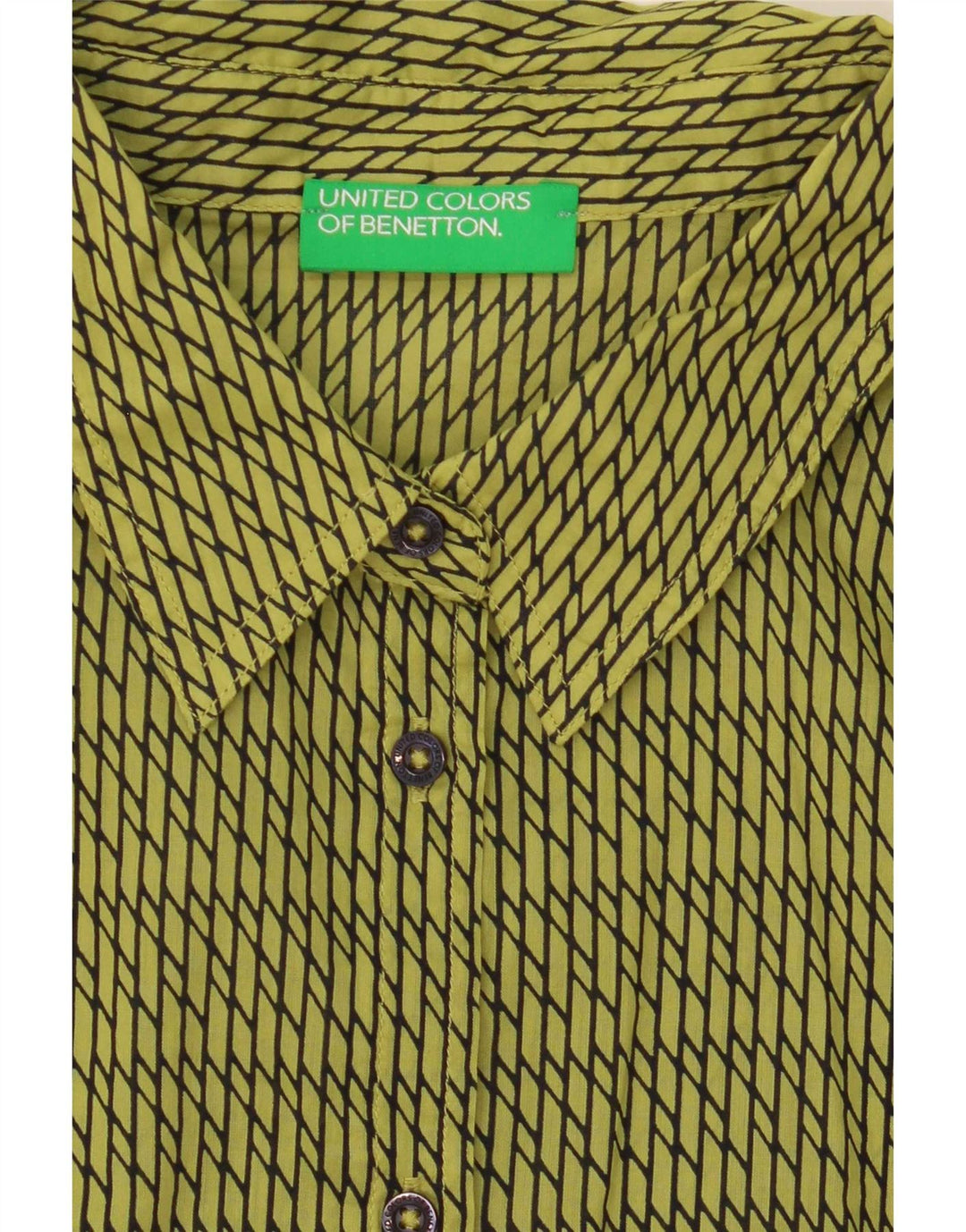 Benetton Damen-Hemd UK 16, groß, grün, geometrisch