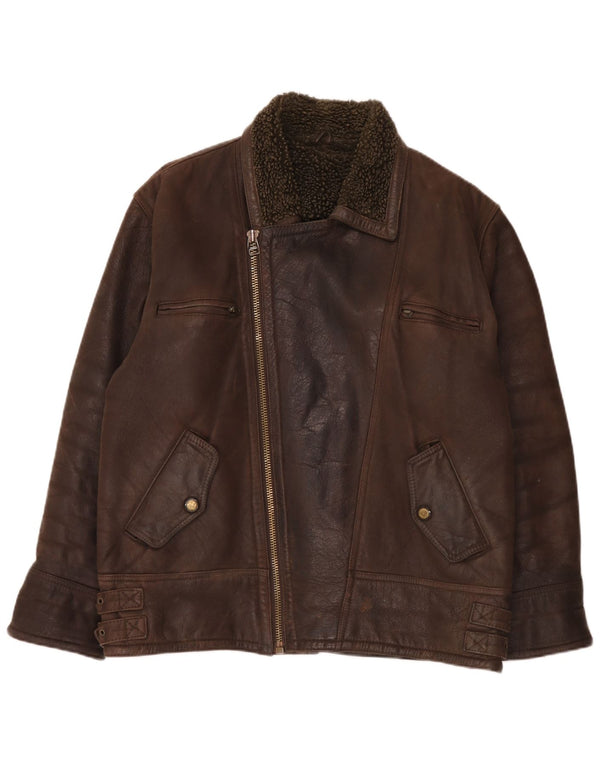 Vintage Herren Sherpa Lederjacke UK 40 Large Braun