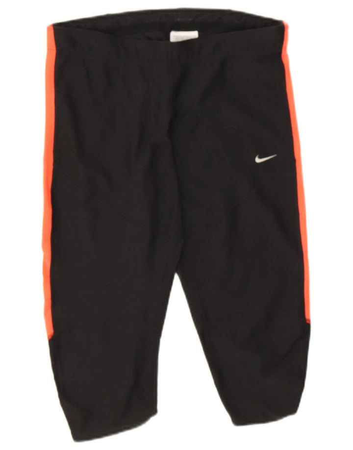 Nike Damen Dri Fit Capri-Leggings UK 12 Mittelschwarz Farbblock