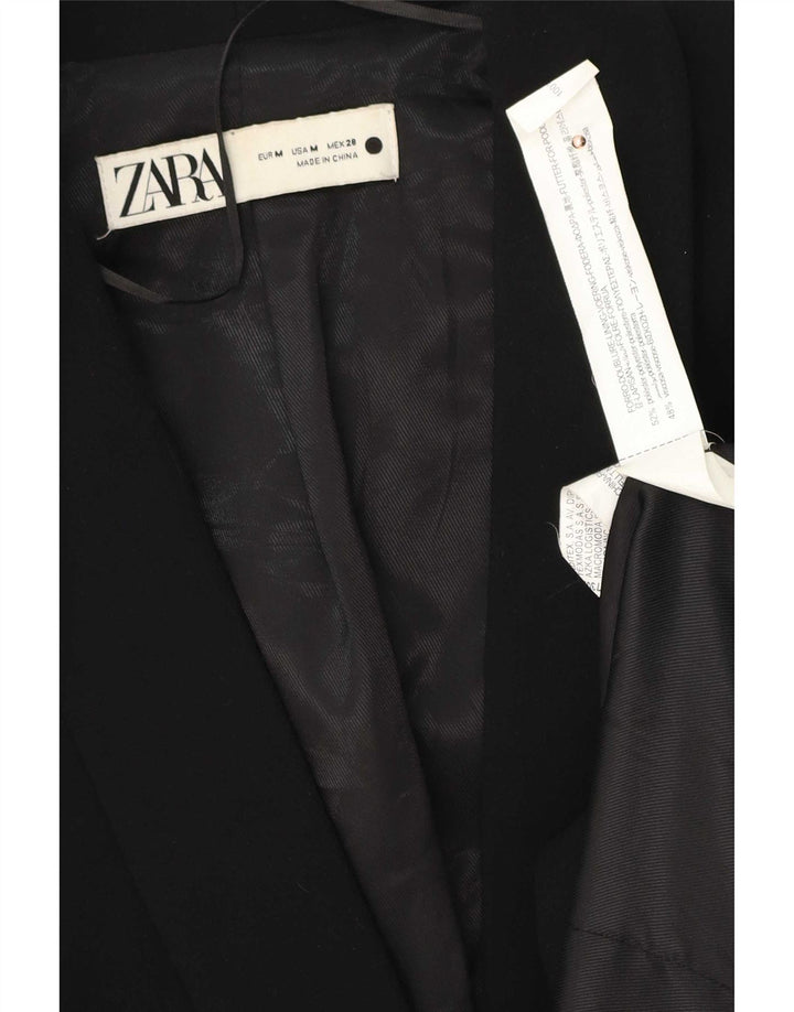 Zara Damen 1-Knopf-Blazerjacke UK 12 Mittelschwarzes Polyester