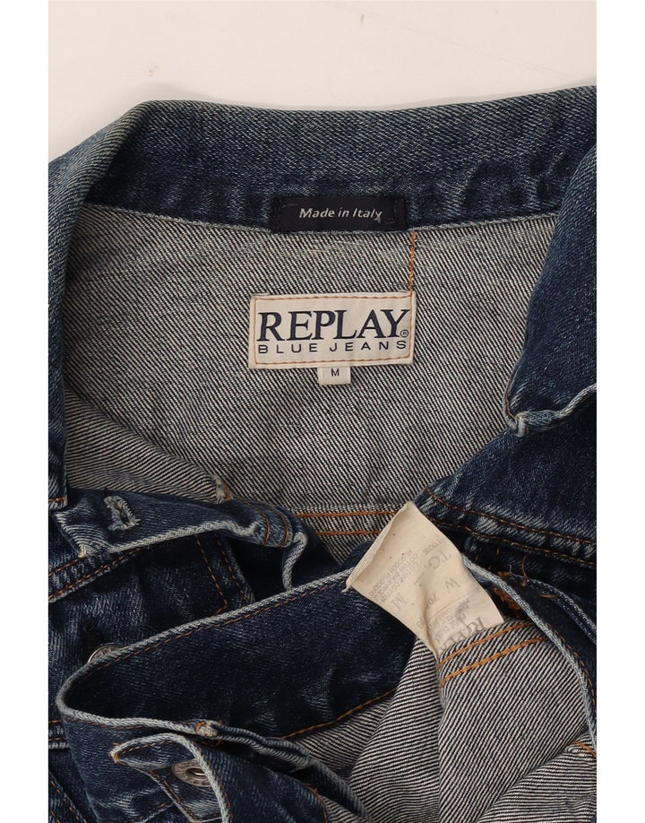 Replay Damen Crop Jeansjacke UK 12 Mittelblaue Baumwolle