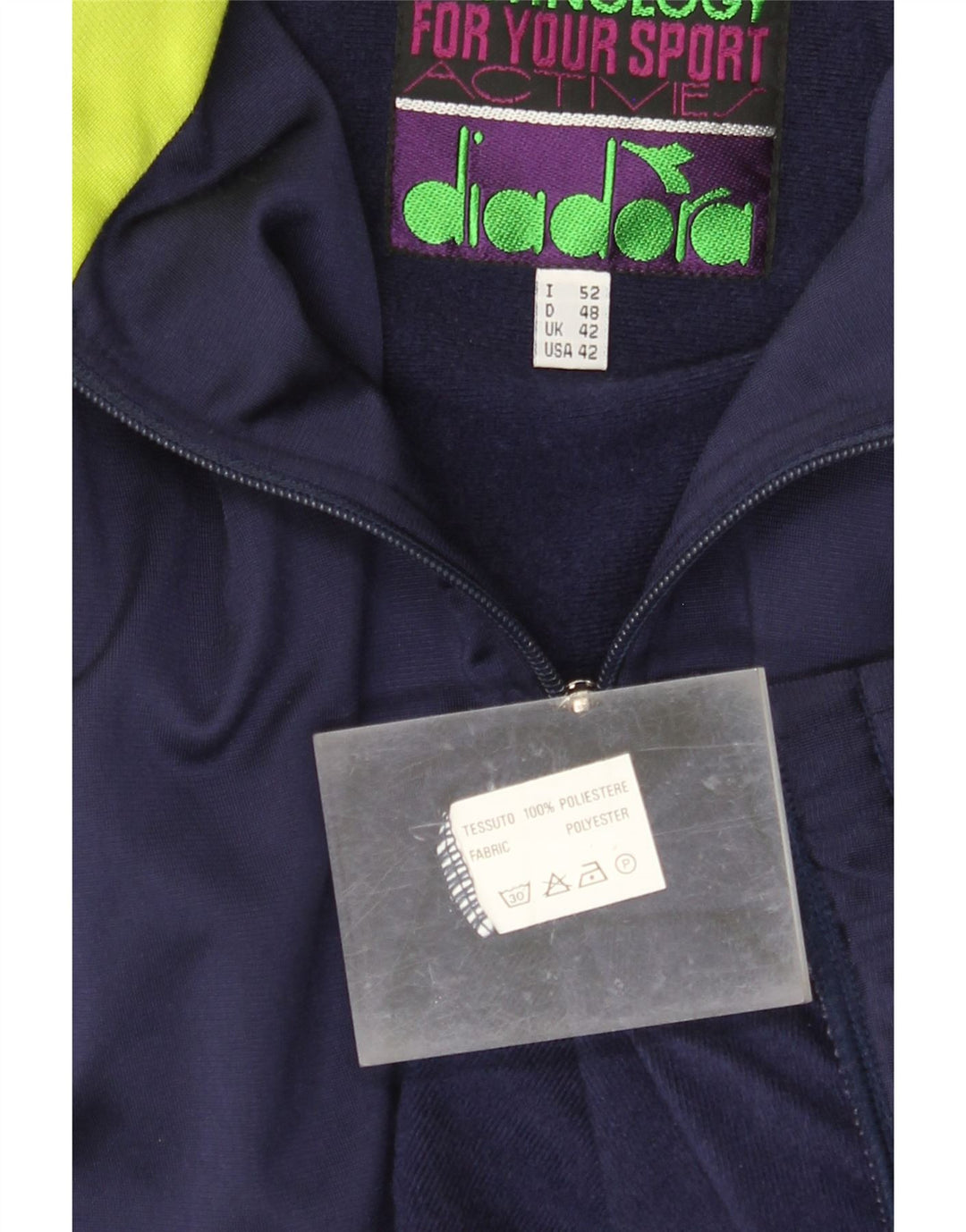 DIADORA Herren-Trainingsanzug-Top-Jacke, UK 42, Größe L, Marineblau, Farbblock