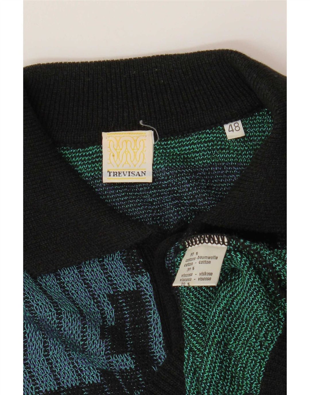 Vintage Herren Rollkragenpullover mit abstraktem Muster IT 48 Medium Multico
