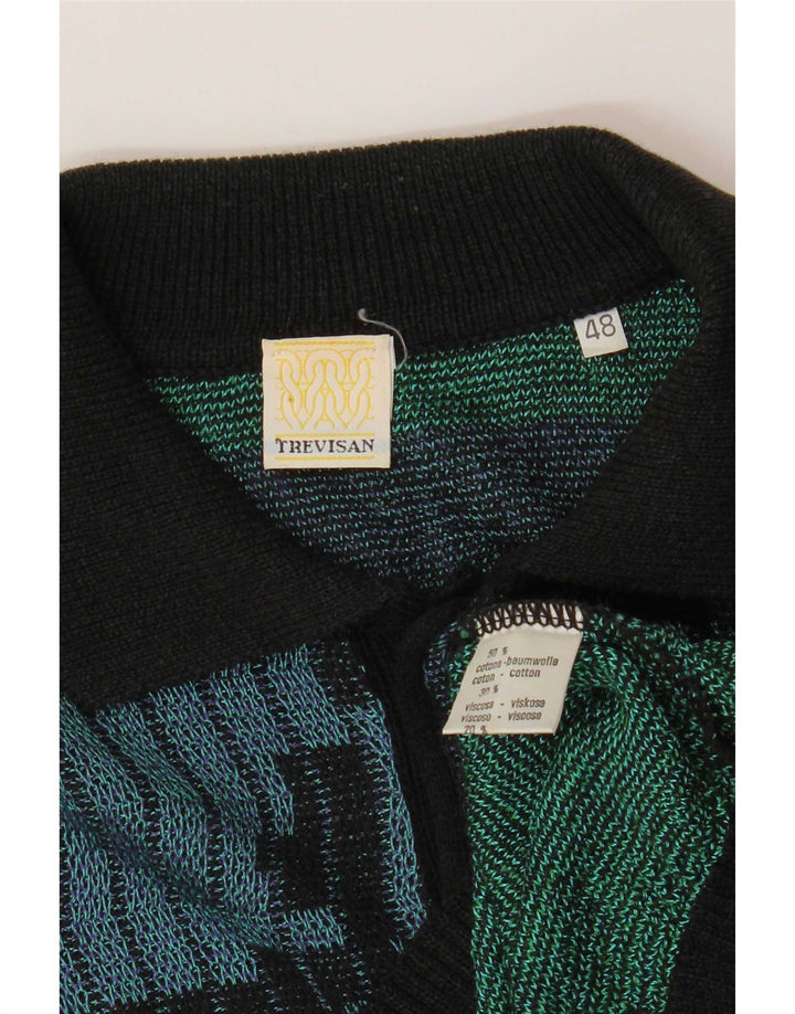 Vintage Herren Rollkragenpullover mit abstraktem Muster IT 48 Medium Multico