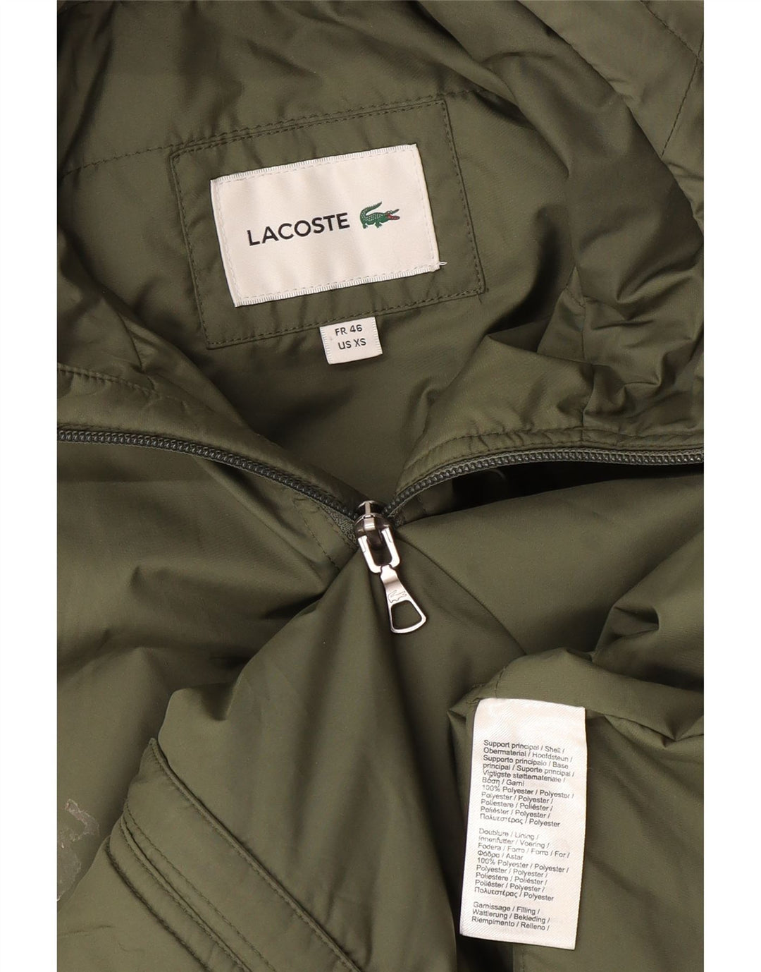 Lacoste Herren-Weste mit Kapuze, Größe 46 XS, grünes Polyester