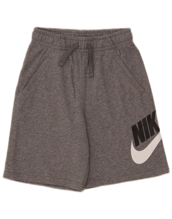 Nike Jungen-Sportshorts mit Standard-Passform und Grafik, 12–13 Jahre, Größe L, aus grauer Baumwolle