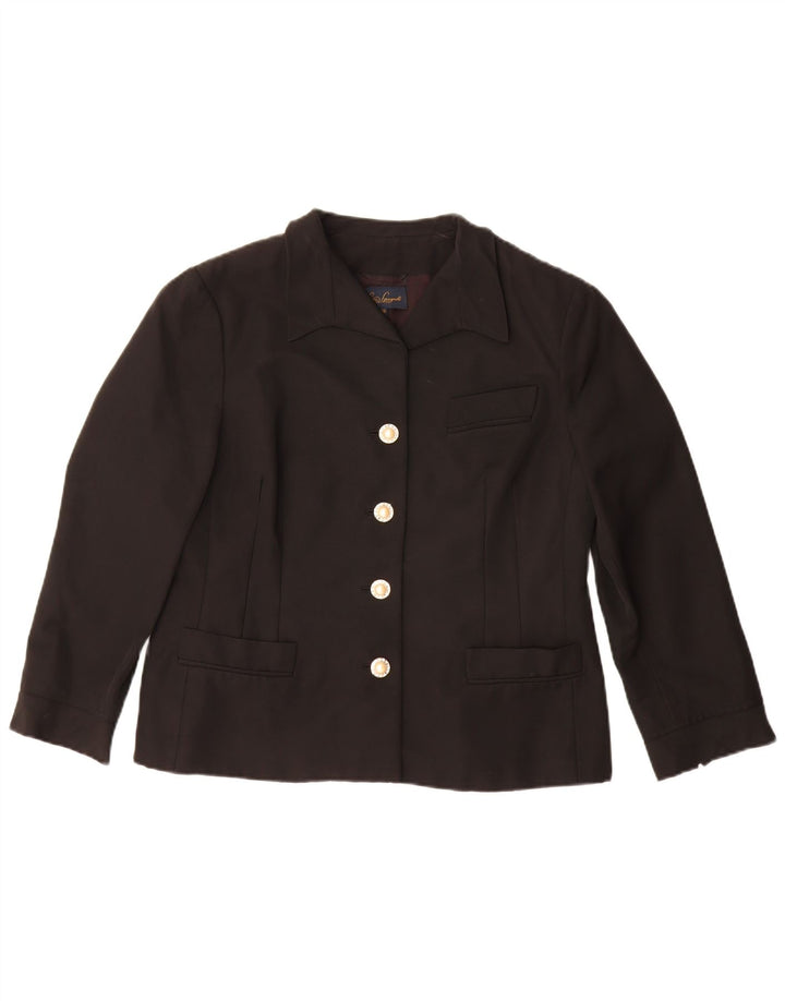 Luisa Spagnoli Damen 4-Knopf-Blazerjacke IT 48 XL Schwarze Baumwolle
