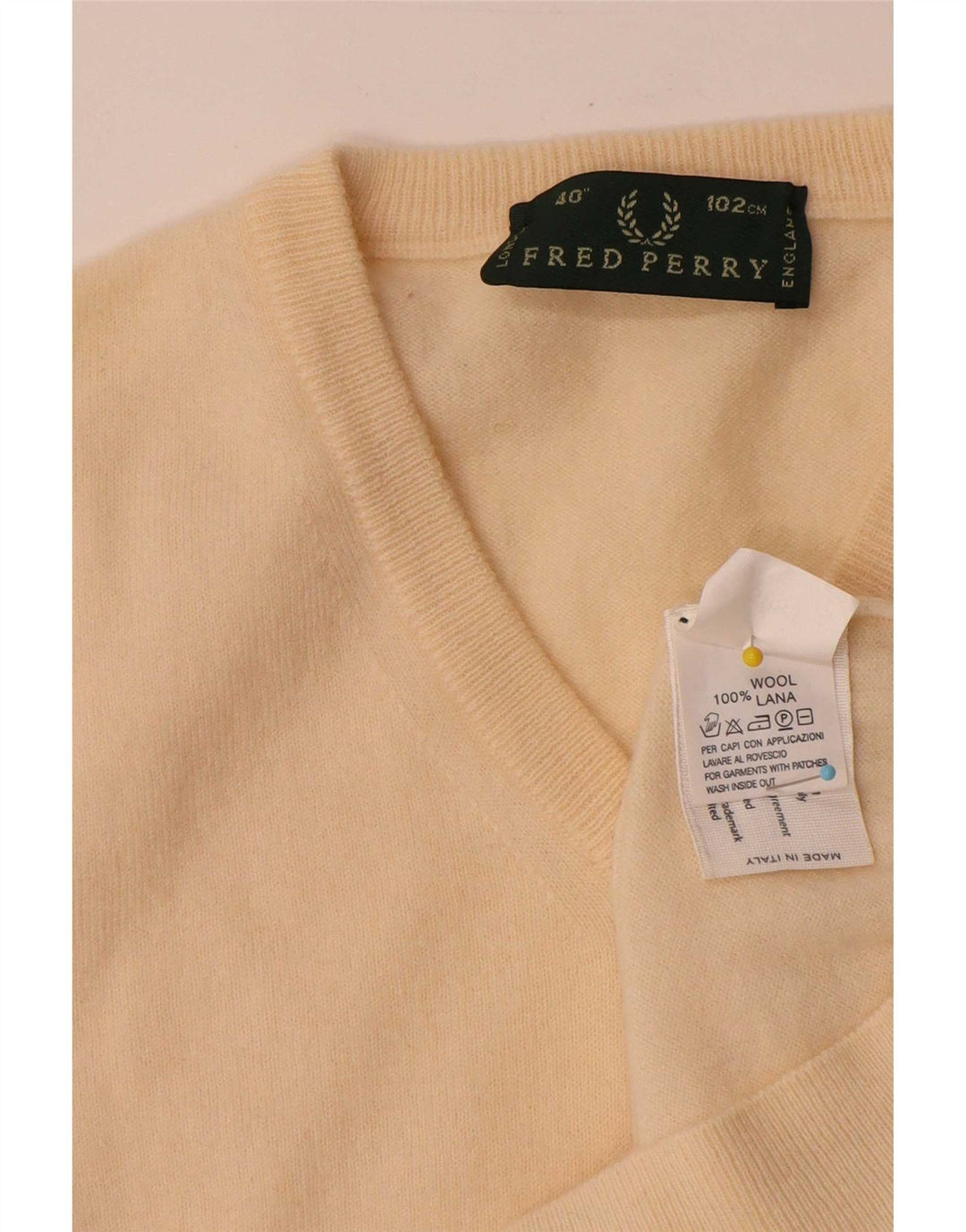Fred Perry Herren Weste Tank Top Small Beige Wolle