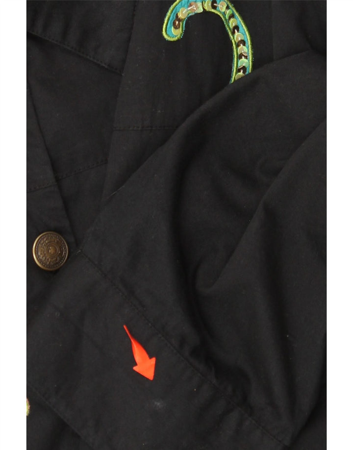 INDIGO MOON Damen Übergroße Bomberjacke UK 22 3XL Schwarzer Schmetterling