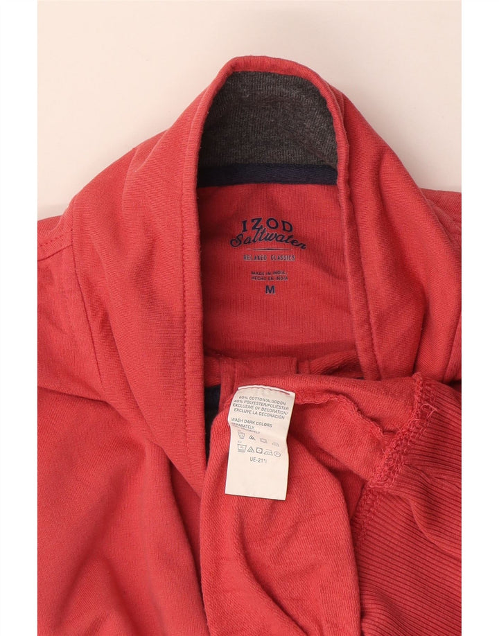 Izod Herren-Sweatshirt mit Knopfkragen, mittelrote Baumwolle