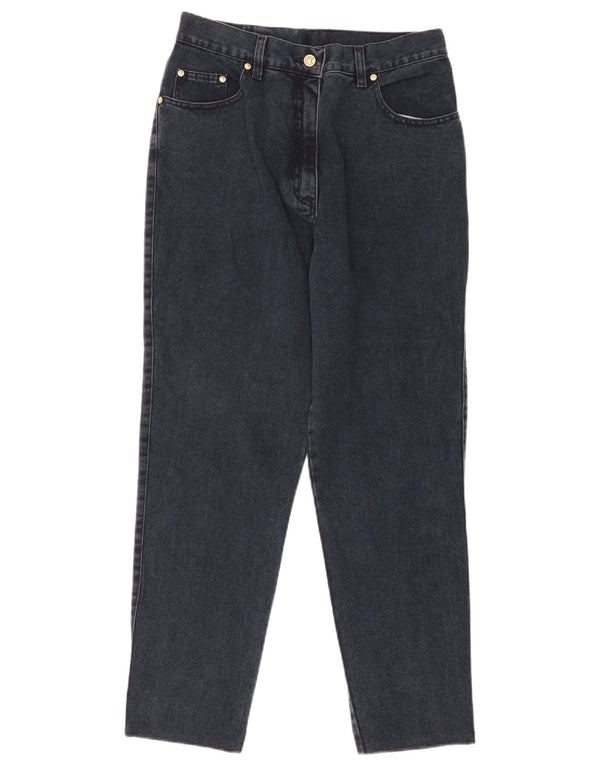 DUK Damen High Waist Tapered Jeans IT 50 XL W32 L28 Marineblaue Baumwolle