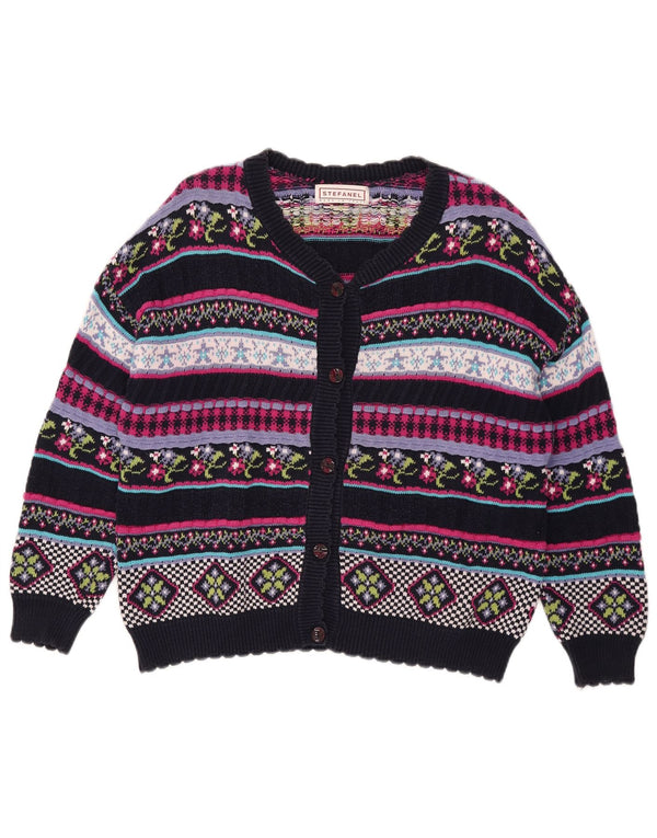 Stefanel Damen-Cardigan-Pullover UK 12 Medium Mehrfarbig Geometrisch