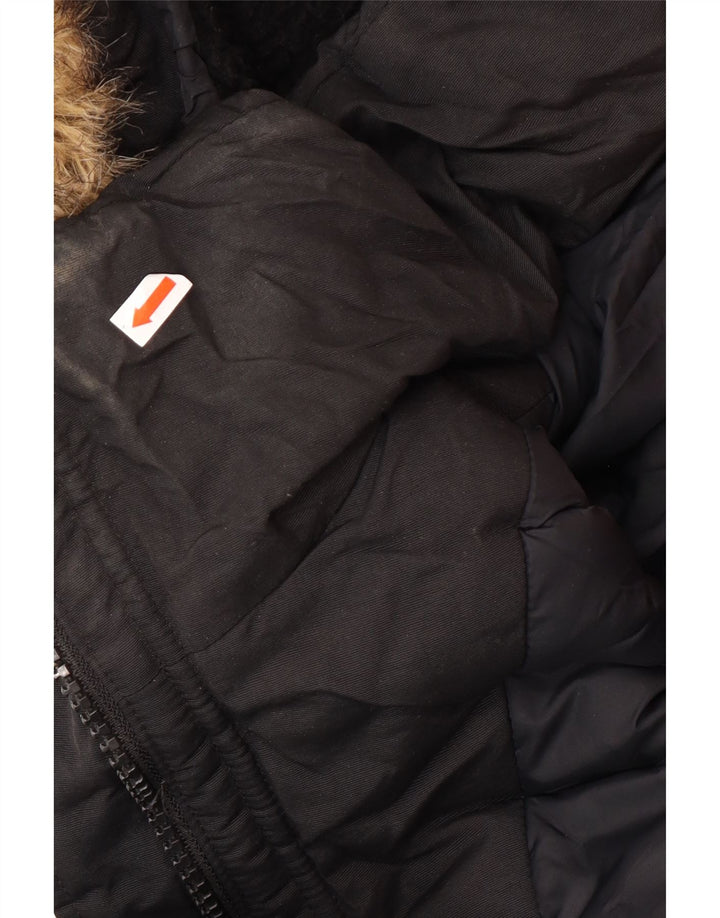 Superdry Damen Parka Jacke UK 12 Medium Schwarz Winter