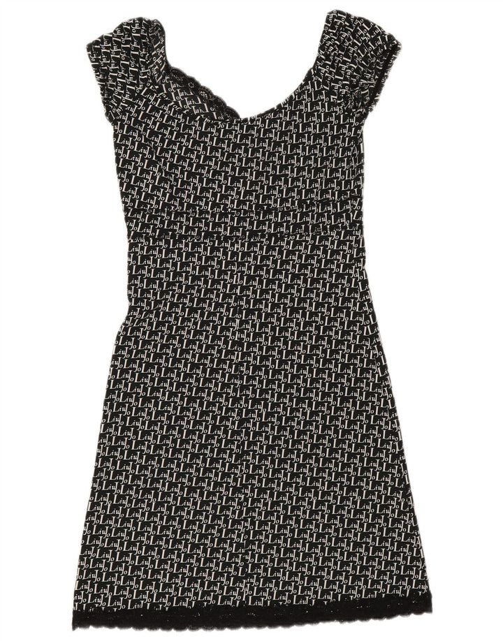 Liu Jo Damen A-Linien-Kleid IT 42 Mittelschwarzes geometrisches Polyester