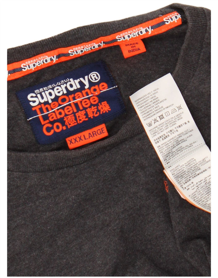 SUPERDRY Herren-Oberteil, langärmelig, 3XL, grau gestreift, Baumwolle