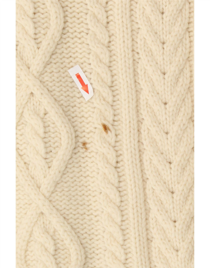 Vintage Damen Cardigan Pullover IT 44 Medium Off White Wolle