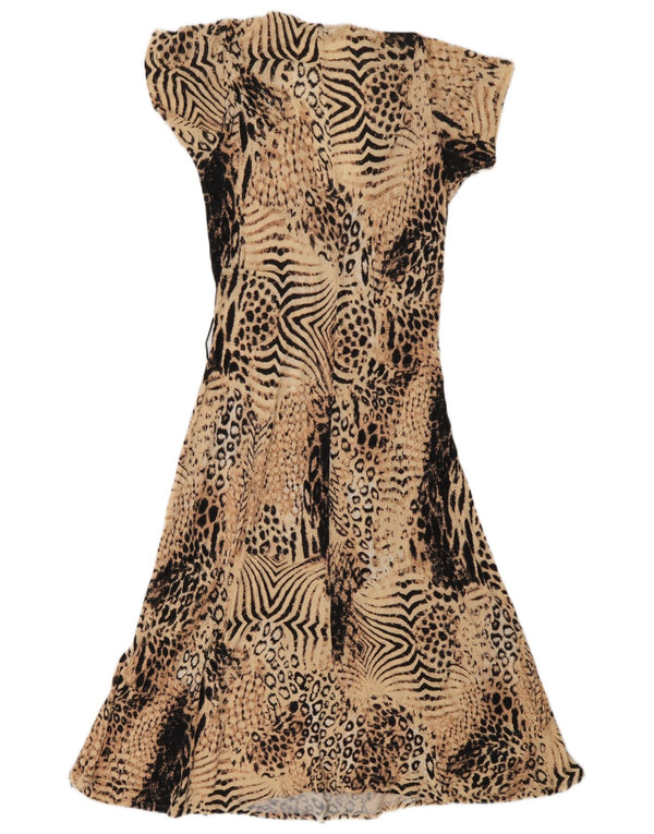 Marks & Spencer Damen-A-Linien-Kleid, Größe S, Beige, Animal-Print