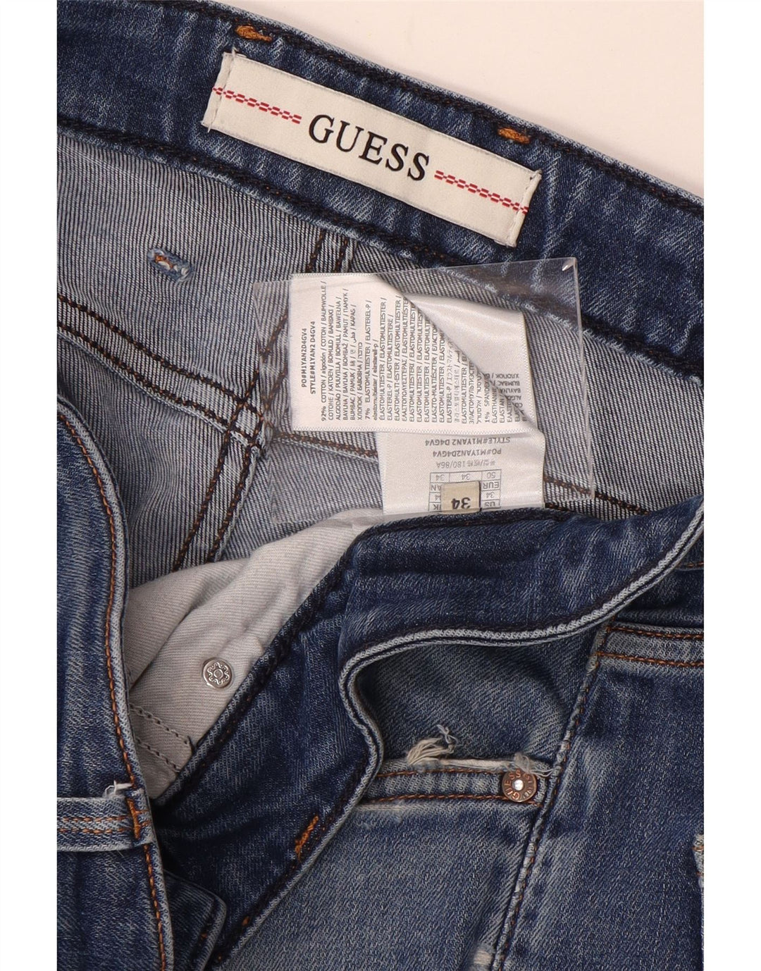 Guess Herren Angels Slim Jeans W34 L31 Blaue Baumwolle