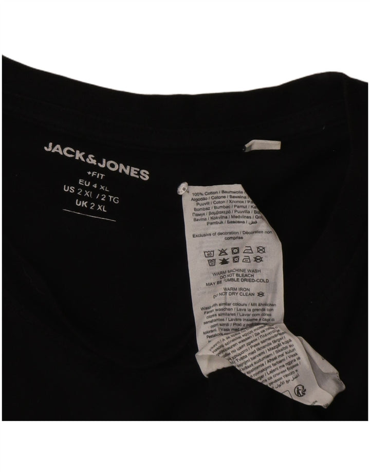 Jack & Jones Herren Grafik T-Shirt Top 2XL Schwarz Baumwolle