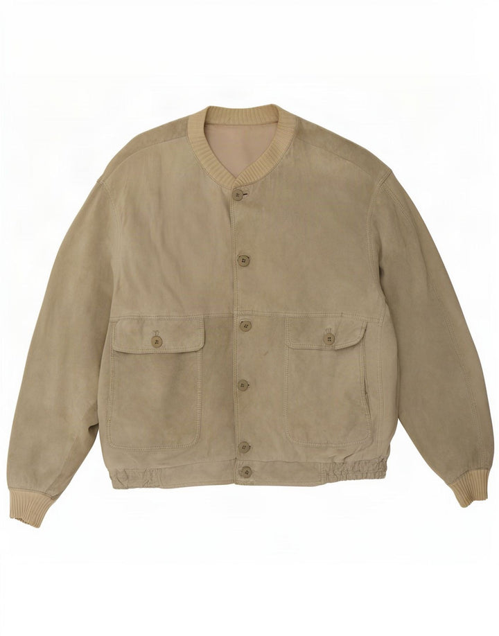 Vintage Herren Wildleder Bomberjacke UK 40 Large Beige