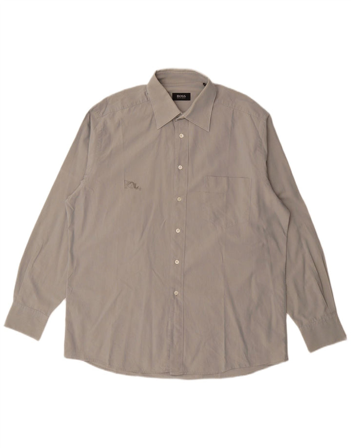 HUGO BOSS Mens Shirt Size 42 16 1/2 Large Grey Cotton Classic