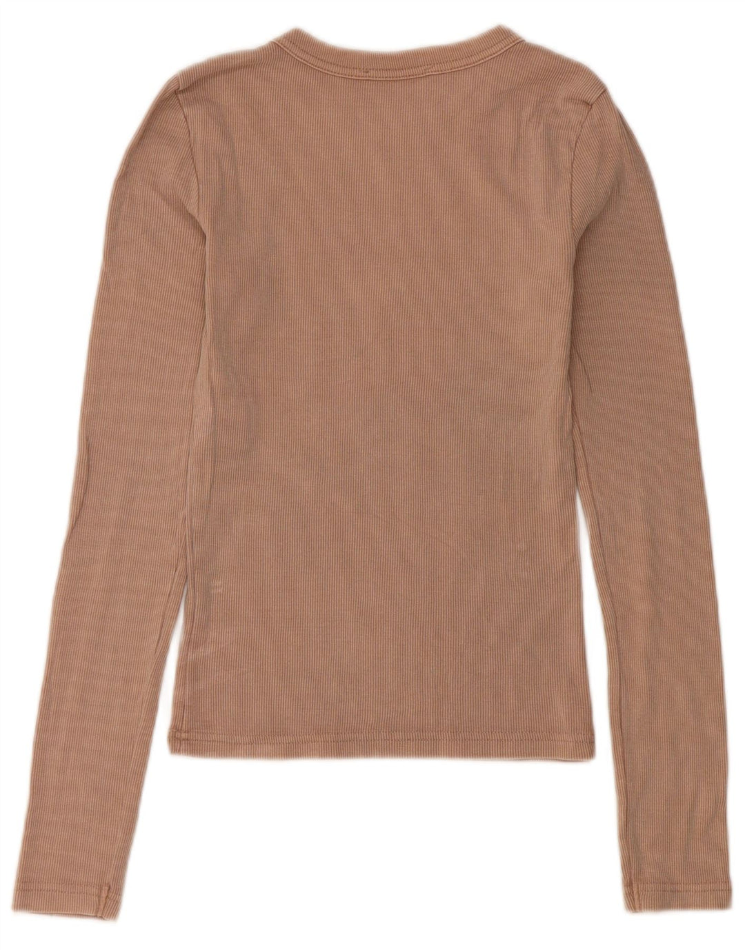 Zara Damen Top Langarm UK 8 Small Beige Baumwolle