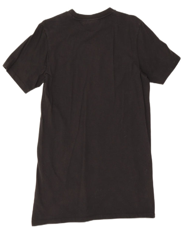 Adidas Damen Grafik-T-Shirt-Kleid UK 10 Small Schwarz Baumwolle