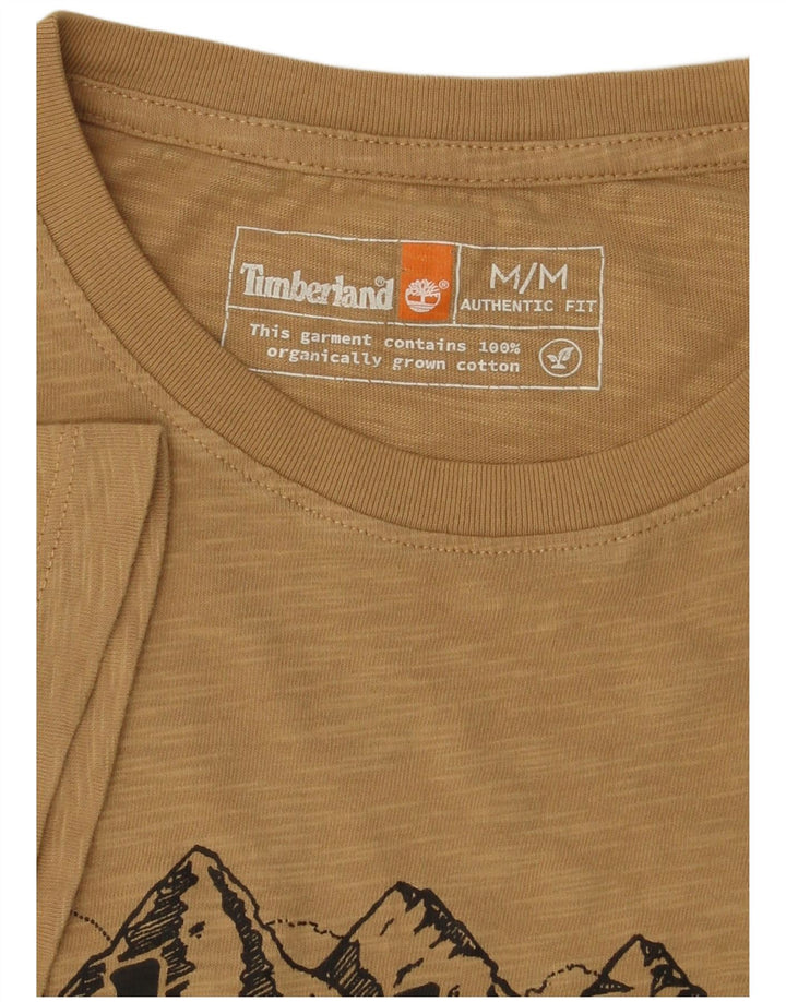 TIMBERLAND Herren Authentisches grafisches T-Shirt-Oberteil aus mittelbeiger, gesprenkelter Baumwolle