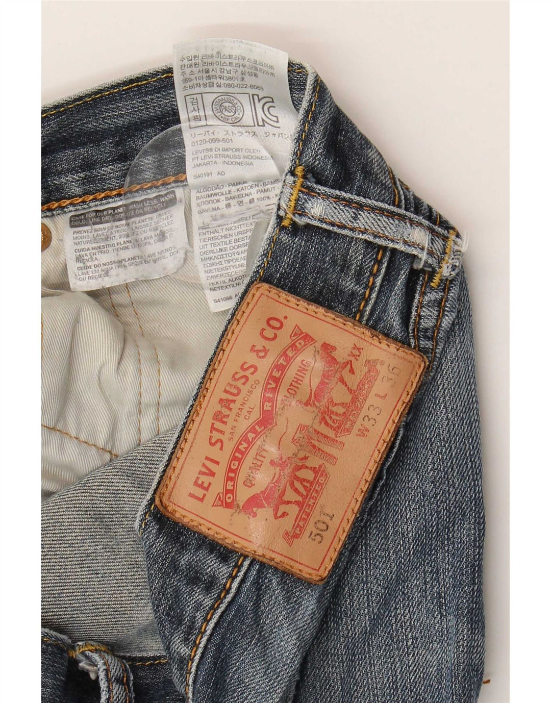 Levi's Herren 501 Distressed Straight Jeans W33 L36 Blaue Baumwolle