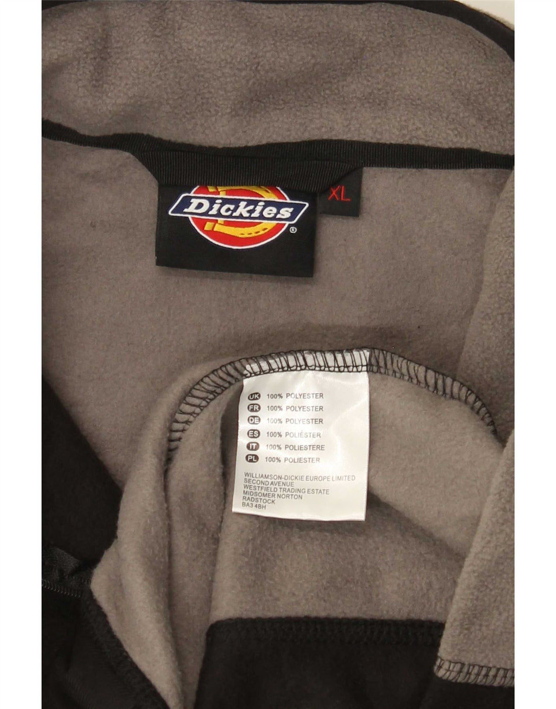 Dickies Herren-Fleecepullover mit Reißverschluss am Hals, XL, schwarzes Farbblock-Polyester