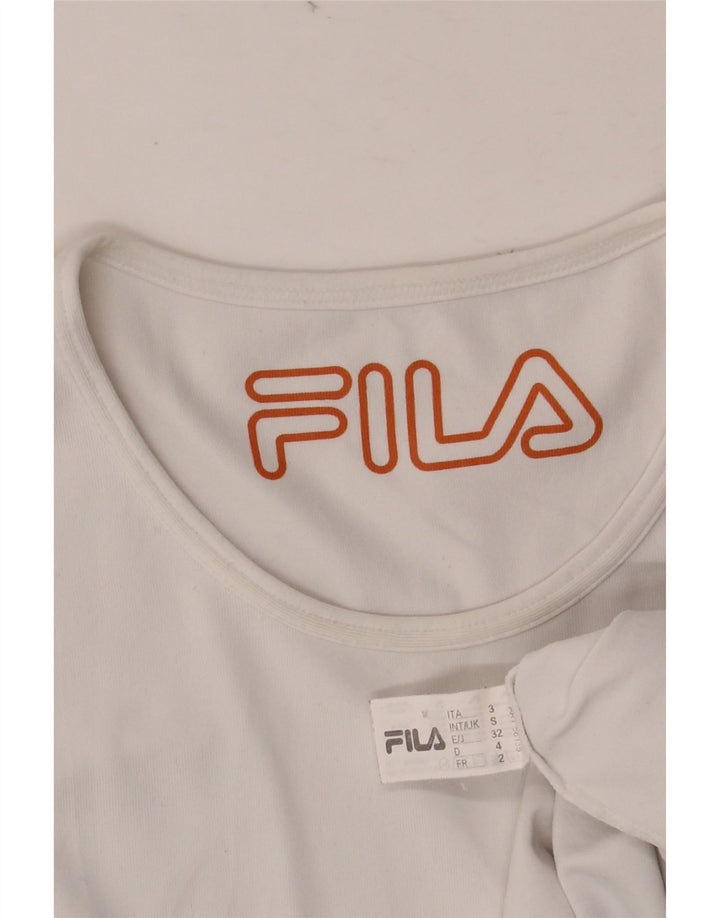 FILA Damen T-Shirt Top UK 10 Small Weiße Viskose