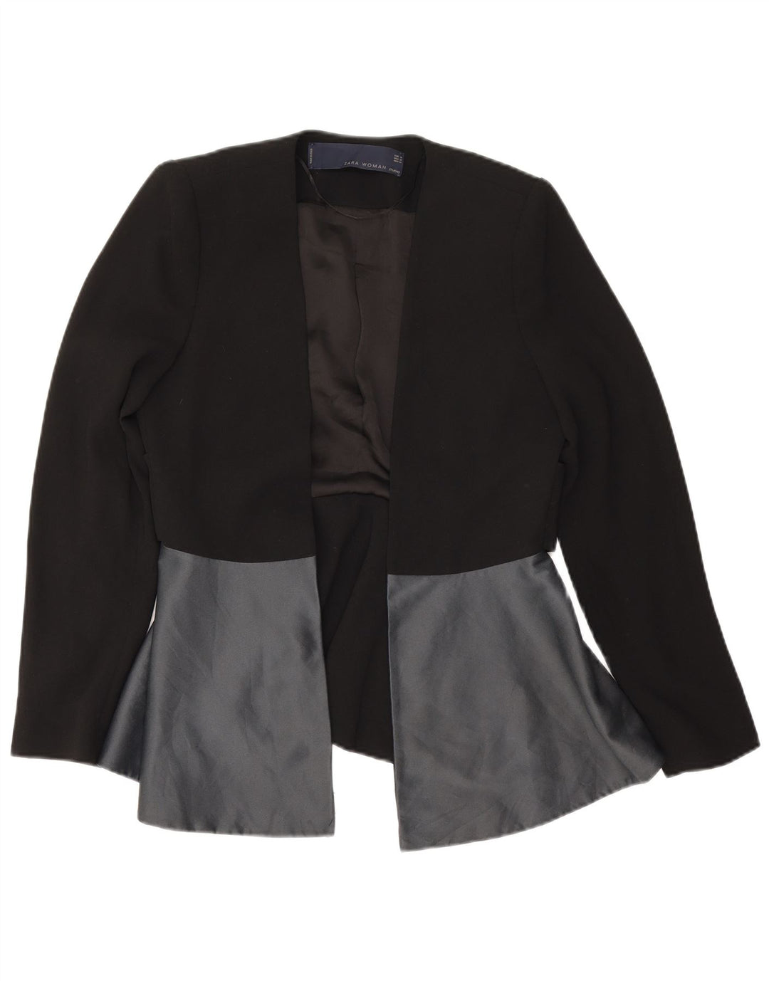 Offene Blazerjacke für Damen von Zara, UK 14, Mittelschwarz, Farbblock-Polyester