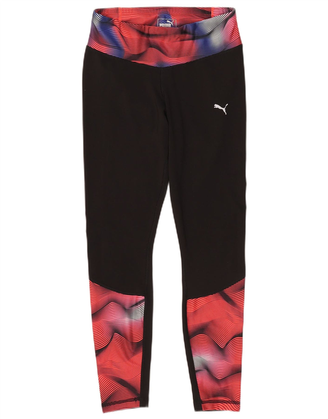 Puma Damen-Leggings mit abstraktem Muster, UK 10, Größe S, Schwarz, Farbblock