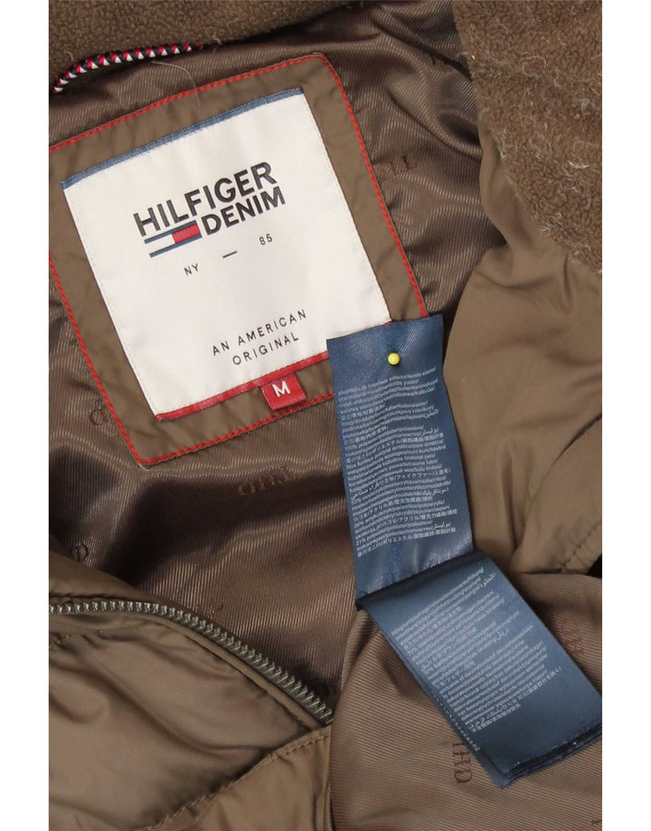 Tommy Hilfiger Wattierter Damenmantel mit Kapuze, UK 14, mittelbeigefarbenes Polyester