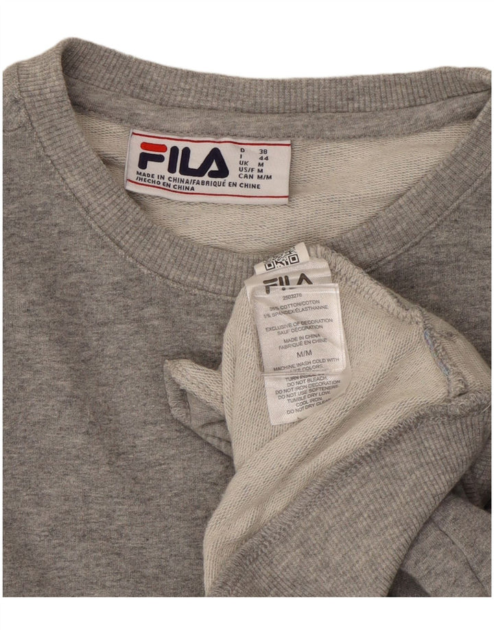 Fila Damen Crop Sweatshirt Pullover UK 14 Mittelgraue Baumwolle