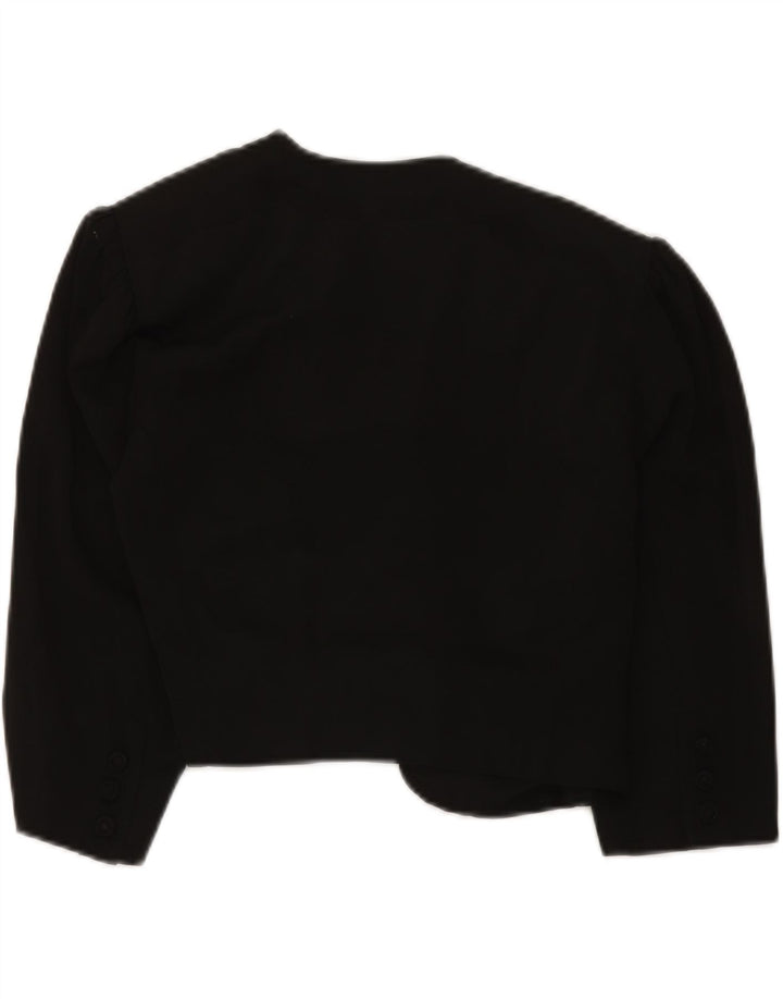 VINTAGE Womens Bolero Jacket UK 10 Small Black Acetate