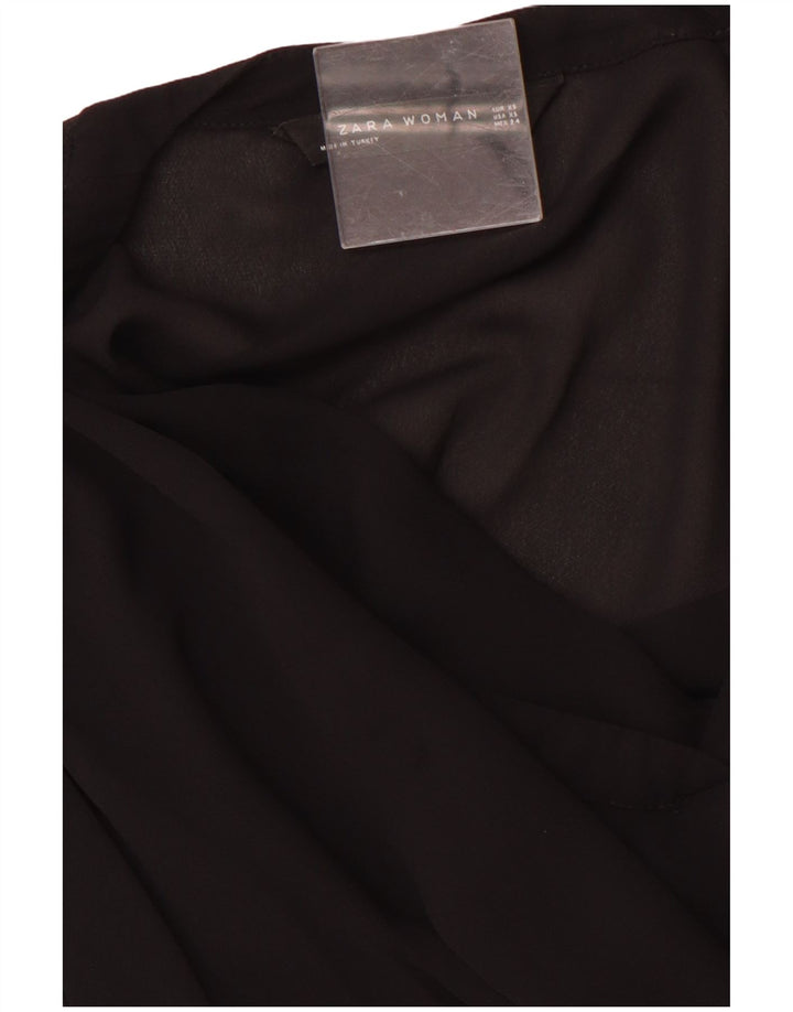 ZARA Damen 3/4-Ärmel-Blusenoberteil UK 6 XS Schwarz