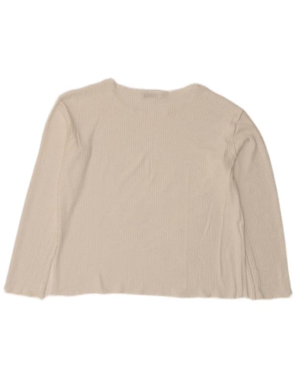 Zara Damen Crop Oversized Top Langarm UK 10 Small Weiß