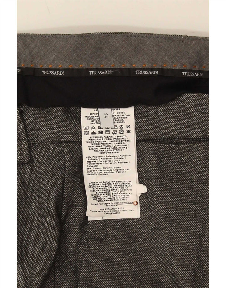 Trussardi Herren Slim Anzughose IT 54 2XL W40 L34 Grau Polyester