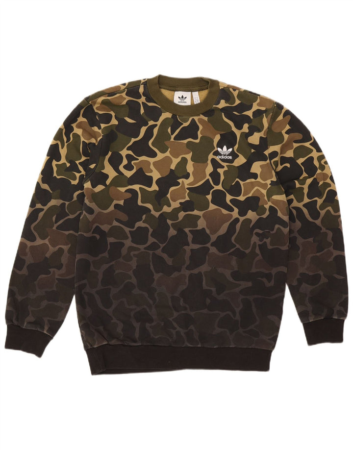 Adidas Herren Sweatshirt Pullover Small Khaki Camouflage Baumwolle